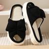 New Cotton and Linen Slippers Women's Large Size Bow Solid Color Home Floor Open Toe Linen Mop
