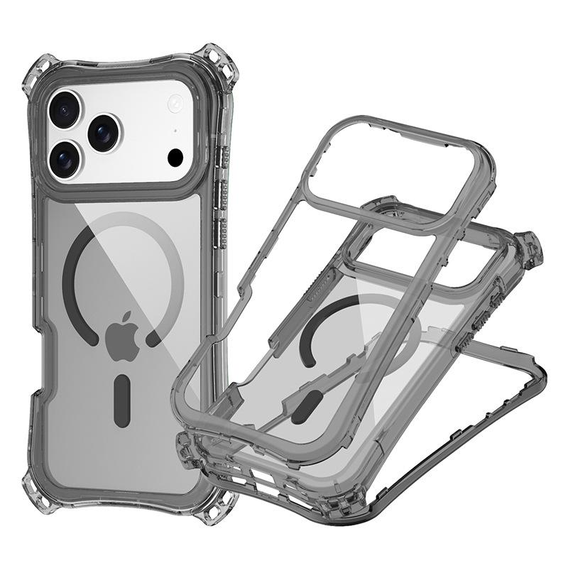 For IP17PROMAX 3-in-1 Transparent Magnetic Phone Case Small Four Corner Hanging Rope for Apple 17 Phone Case
