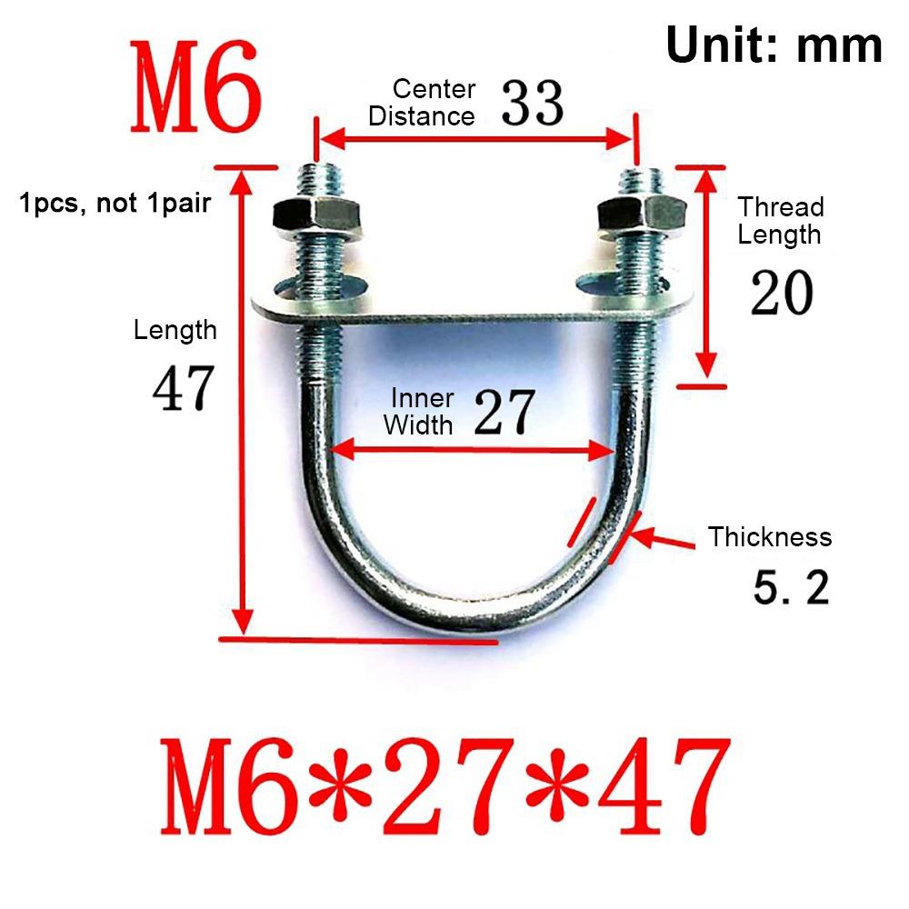 1Pcs New Galvanized Q235 Carbon Steel M8 Round Tube Clamp With Baffle Screws Round Bolt Pipe U-clamp for Round Tube