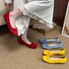 Innere Höhenzunahme quadratischer Kopf Pendeln einzelne Schuhe Damen flacher Mund Schleife Retro Damenschuhe