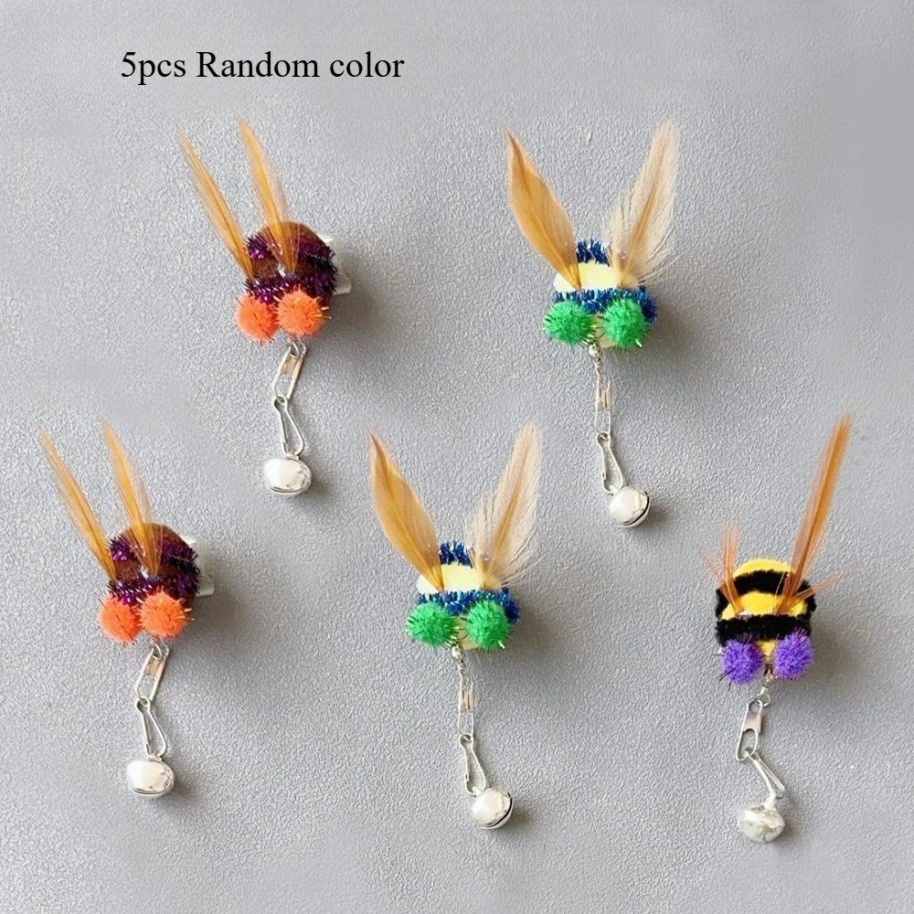 5 Stück Künstliche Bienen Ersatzkopf Honigbiene Katzen Spielzeug Zubehör Lustiger Teaser Stock Interaktive Stange Haustier Spielzeug