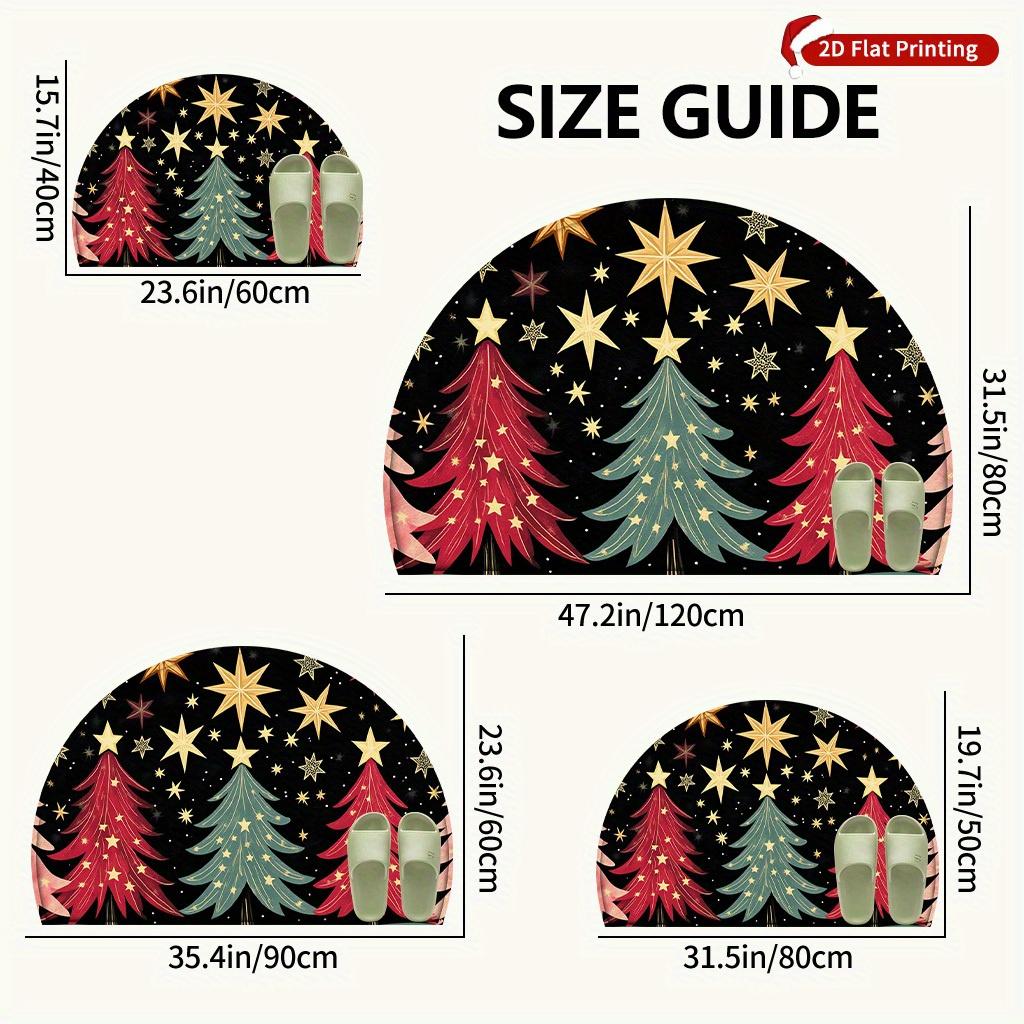 1Pcs Star & Xmas Tree Semi Circle Welcome Doormat Non-Slip for Outdoor Patio Porch Kitchen Bathroom Entryway Floor Mat