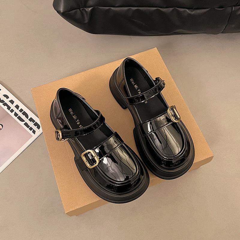 Platform British style small leather shoes 2025 new spring and autumn retro Mary shoes loafers black single shoes