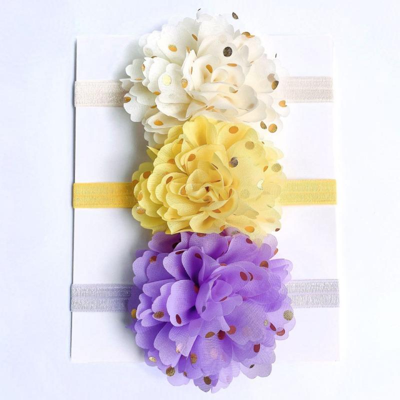 

Baby 3pcs headband set, princess hair accessories, baby candy color bronzing flower headscarf, children s hair rope.
