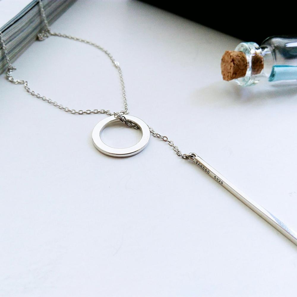 INS Simple Style Long Pendant Necklace for Women Romantic 925 Sterling Silver Gold Color Silver Color Gifts thdaFine Jewelry