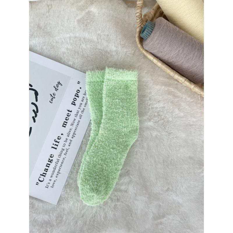Nicht fusselnde Korallenfleece-Socken, Damen Einfarbige Haussocken, Halbfleece-Socken, Schlafsocken, Warme Fleece-Socken, Fleece-Bodensocken