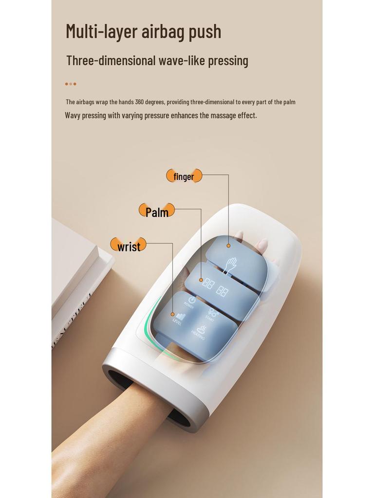 Electric Hand Massager with Airbag, Heat, and Finger Joint Kneading