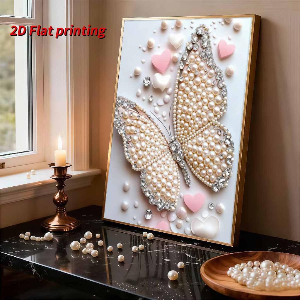 DIY Pearl Painting Set Butterfly Pattern Home Decoration Handmade Sticky Diamond Creative Canvas Pearl Art Painting Crafts Perfect Gift