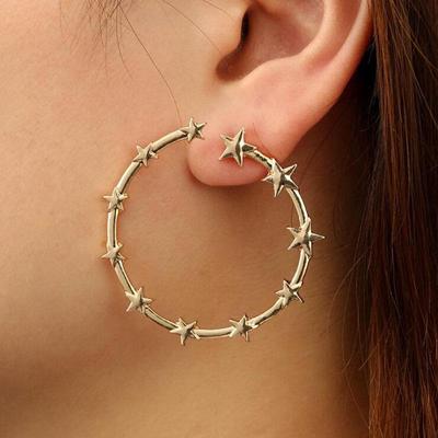 Stylish Star-Shaped Metal Earrings: Large & Small 3D Design
