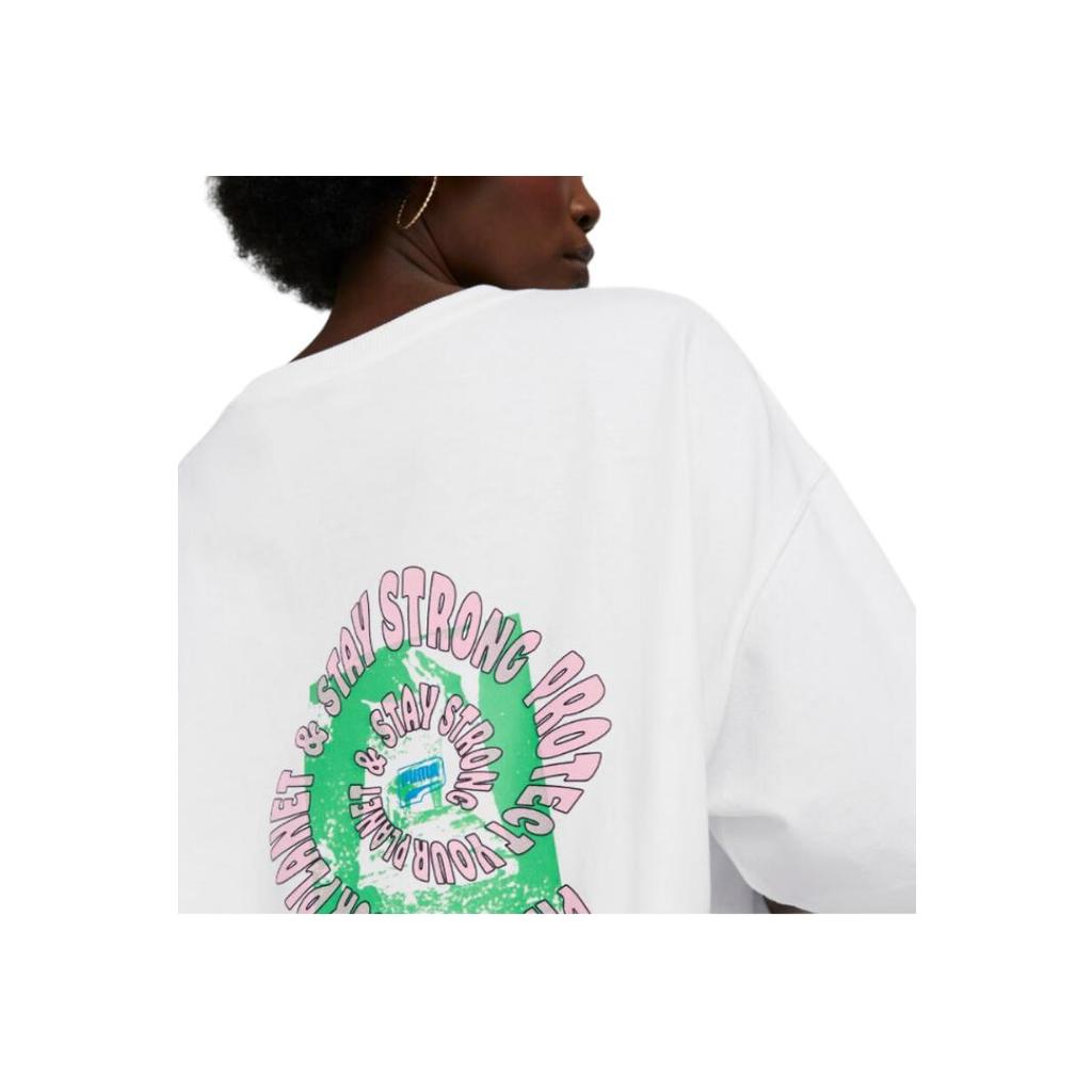 Puma American Retro Minimalist Letter Print Sports Casual Round Neck Short Sleeve Dress Women Dresses White 620627-02