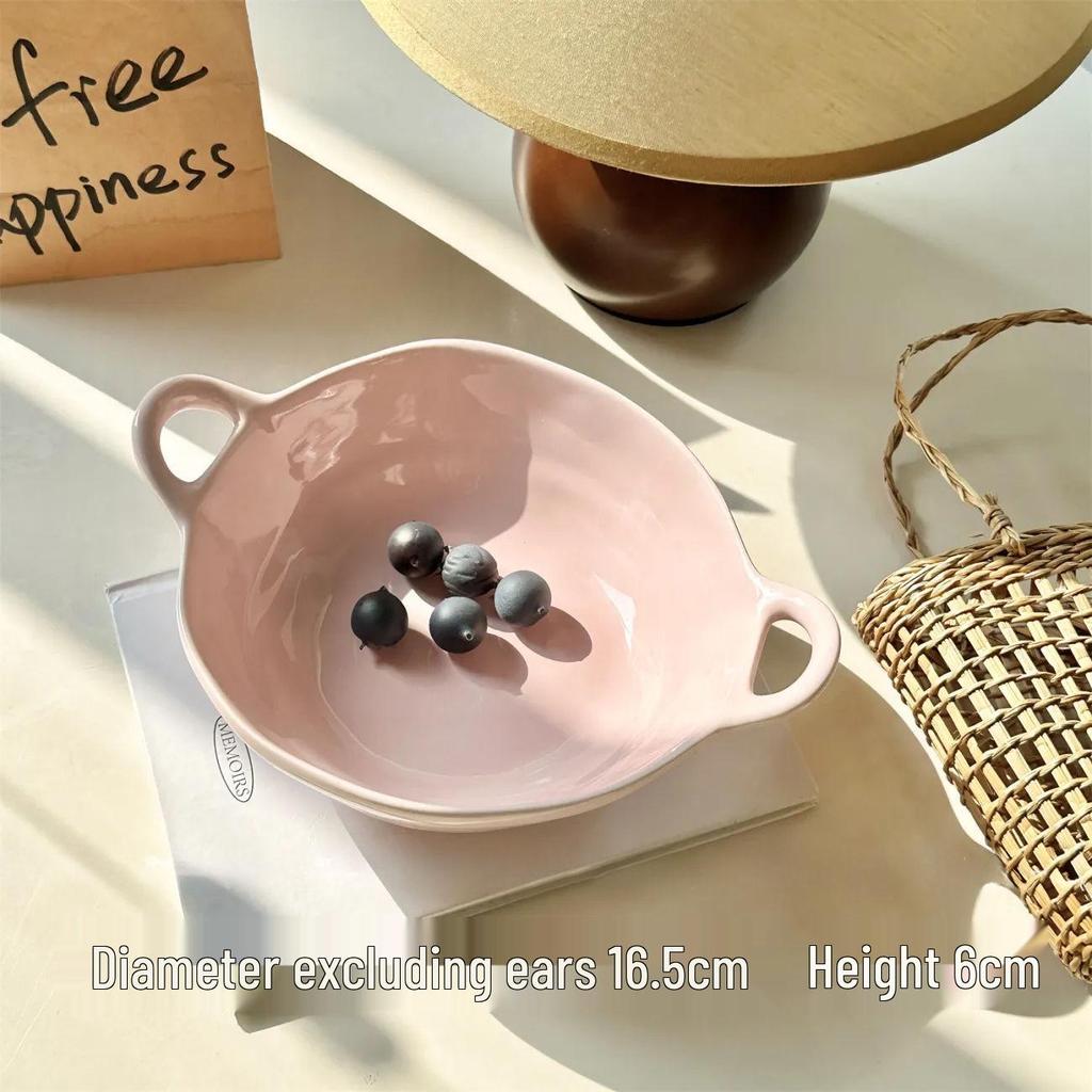 Wzrins Japanese Cream-Style Irregular Double-Eared Bowl - Perfect for Baking, Salads, Fruits, and More