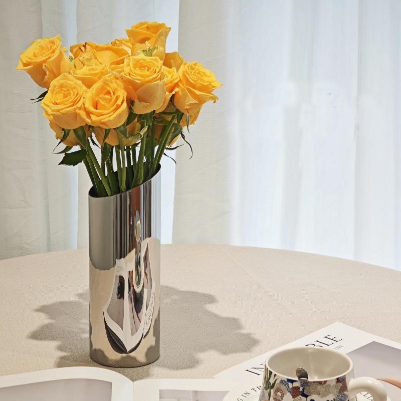 Kreative Edelstahlvase Nordische Ikebana Blumenvase Wohnzimmer Ästhetische Raumdekorationen Blumenflasche Tischdekoration