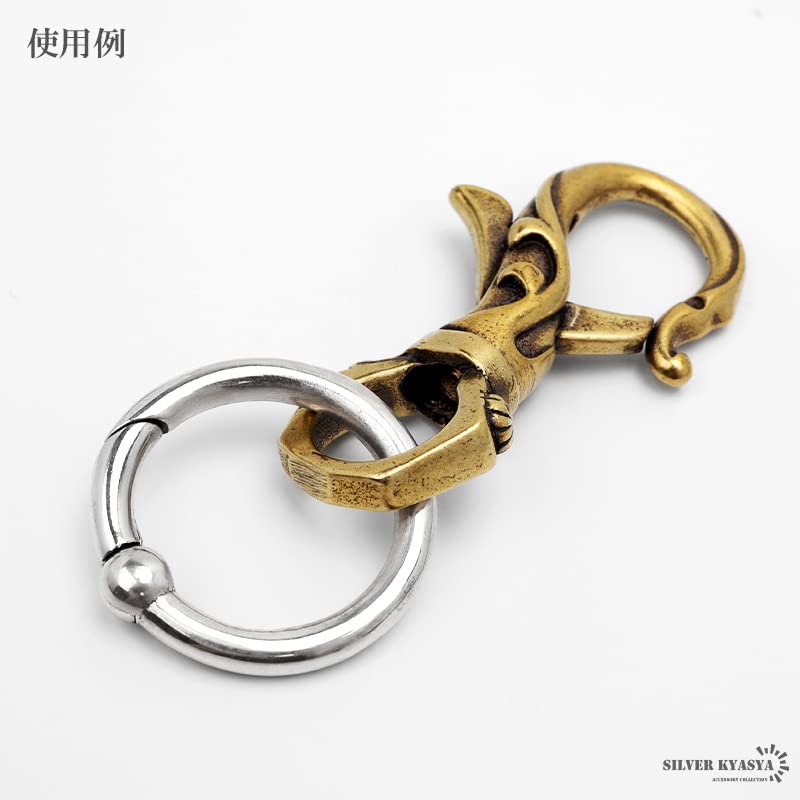 [Silver KYASYA] Breloc cu clip pentru bărbați cu carabină tip lobster, design arabesc, auriu, inel de chei, cârlig de chei, breloc cu clip, lanț pentru portofel