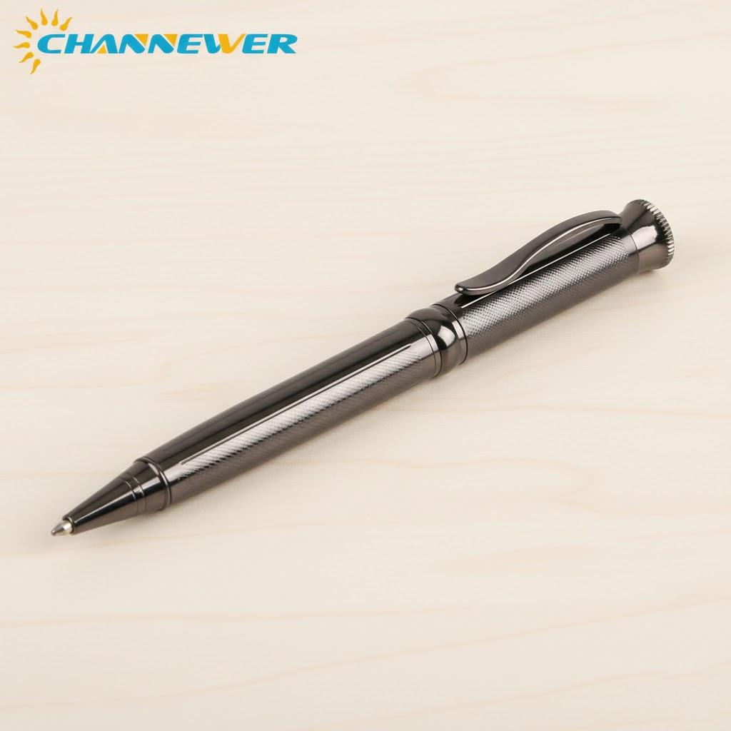 

Retractable Metal Ballpoint Pen Cool Striped Design Smooth Writing Rollerball Pens for Office School Use чёрный