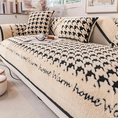 Plush Sofa Cushion Non-slip All-inclusive Universal Dust-proof Cushion Universal Cover Simple High-end Houndstooth