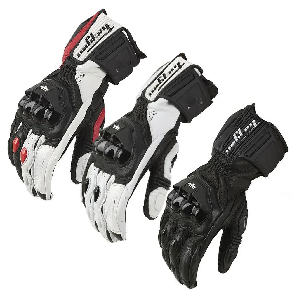 Retro Motorcycle Riding Gloves Leather Accessories Wear-resistant Motocross Knuckle Guard Finger Moto Crycling Glove Gp for Men