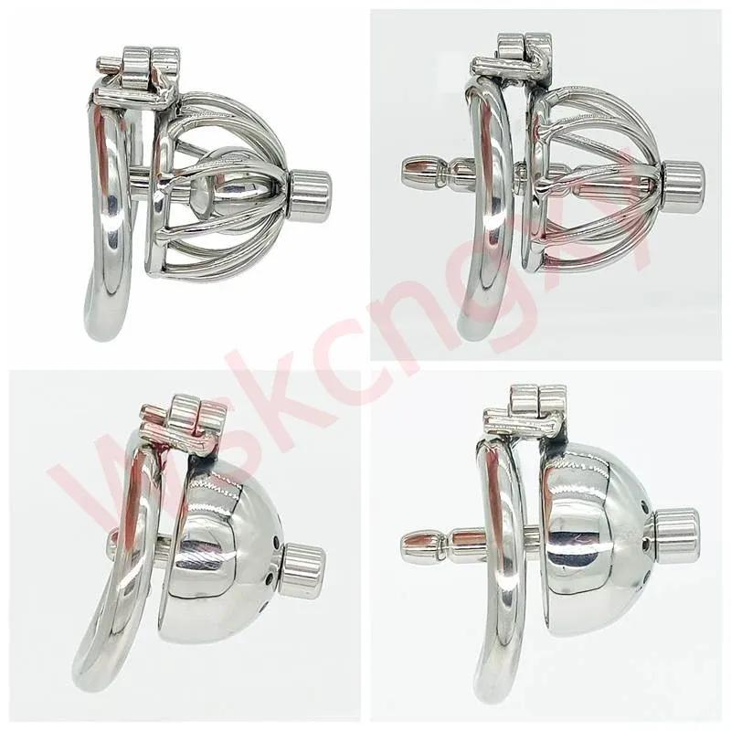 Screw Lock Stainless Steel Male Chastity Device Cock Cage with Arc Penis Ring Sex Toys for Men Urethral Lock Adult Game