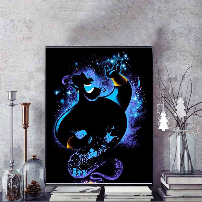 Disney Diamantmalerei Aladdin Silhouette Kunst Illustration Mosaik Stickerei Diamantmalerei Kreuzstich Heimdekoration 5D DIY