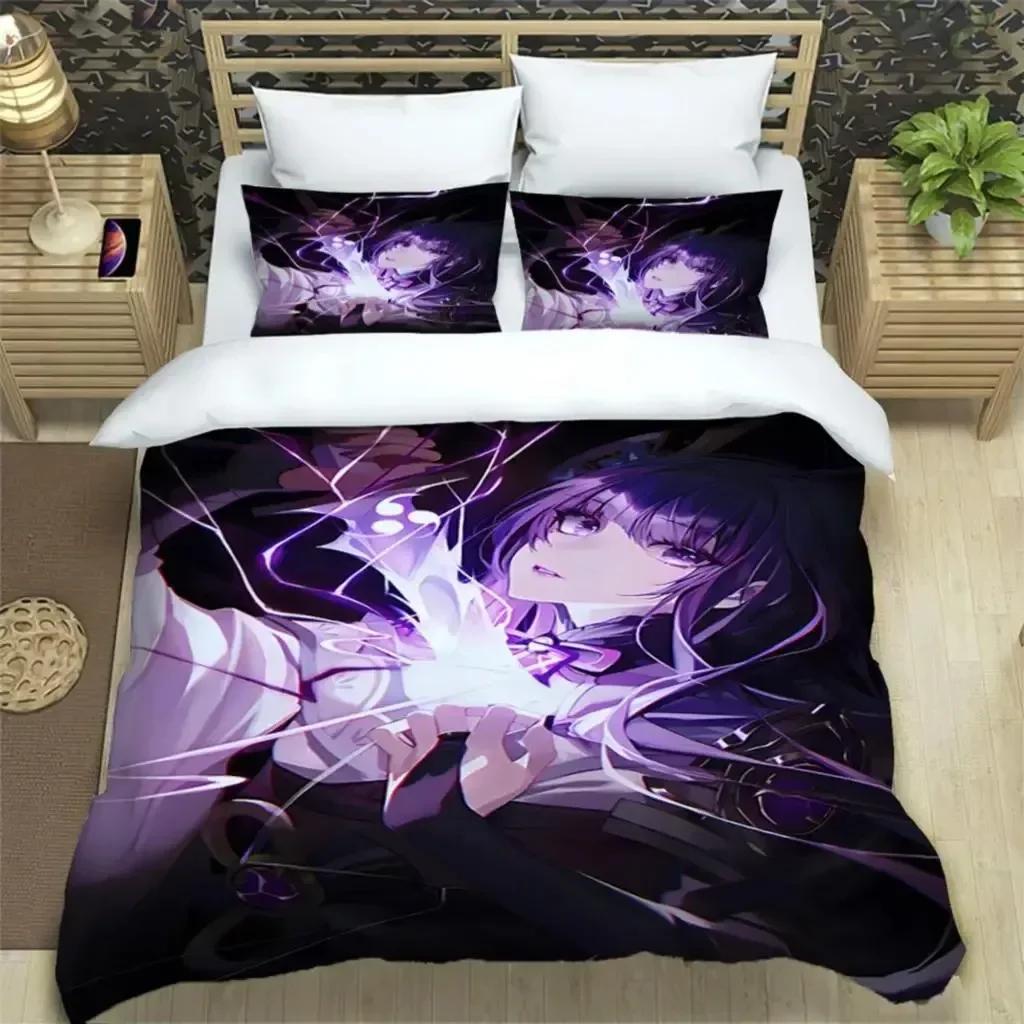 Dreiteiliges Bettwäscheset mit Genshin Impact-Print, Modeartikel für Jungen oder Erwachsene, für Betten, Bettbezüge, Kissenbezüge, Bettwäscheset