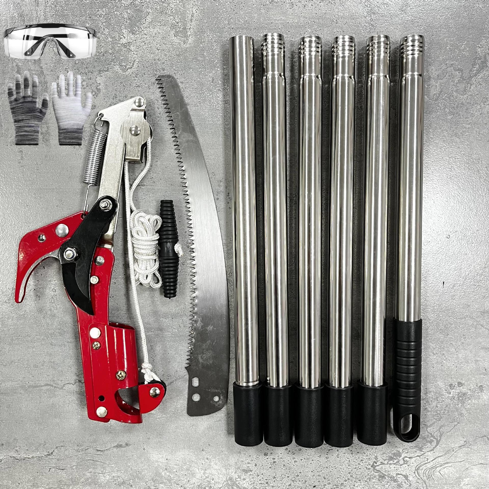 Высотный садовый секатор и пила: Система шкивов двойного назначения с тяговым тросом для легкой обрезки