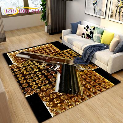 3D Assault Rifle Pistol Cartridge Gun Area Rug,Carpet Rug for Home Living Room Bedroom Sofa Doormat Decor,Kid Non-slip Floor Mat