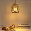 Wicker Globe Lamp Shade Woven Rattan Boho Lamp Shade Replacement Small Ceiling Fan Light Covers Retro Hanging Lampshade for Bedroom Living Room
