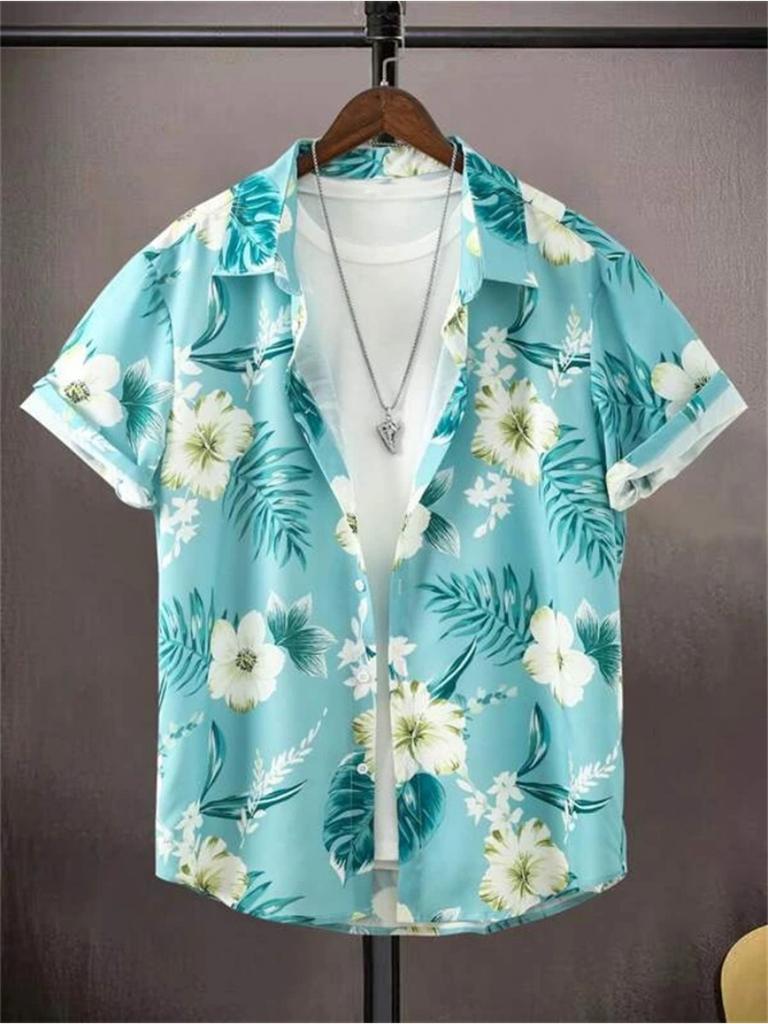 Hawaiian 3D Print Coconut Tree Top Men's Summer Beach Casual Clothing Street Outdoor Men's Shirt Loose Men's Clothing