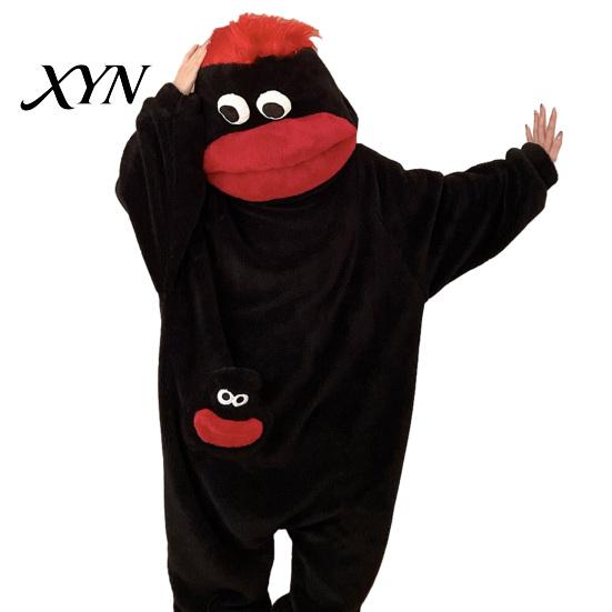 Warm Plush Onesie Funny Wearable Big Mouth Pajamas for Kids, Adults, Soft Kids Sleepwear Fleece Cozy Home Loungewear, Hooded One-Piece Jumpsuit Dress