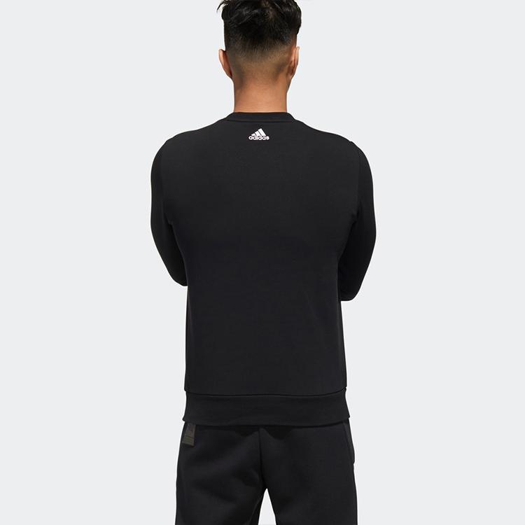 Adidas Mh Gfx Ft Bos Logo Print Crew Neck Sweatshirt Men Tops Black GM4477