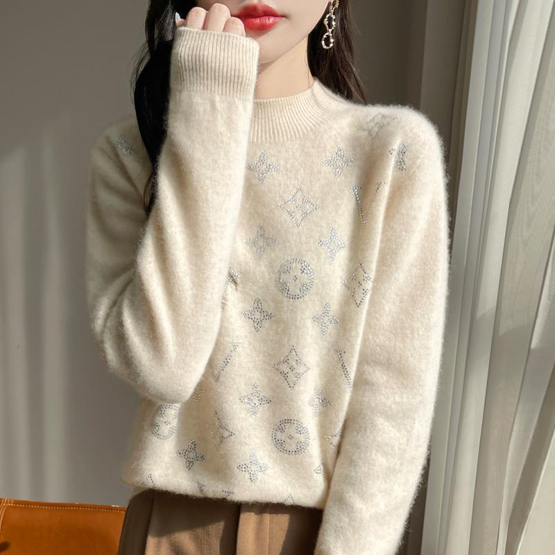 Dámský kašmírový svetr Kašmír Qinghe 30% kašmír 70% vlna podzimní a zimní pulovr hřejivý a módní