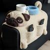 Borsa Portaoggetti a Forma di Divano per Cani all'Uncinetto, Decorazione Portaoggetti da Bracciolo per Divano Intrecciato per Animali Domestici, Con 2 Tasche e Un Portabicchieri