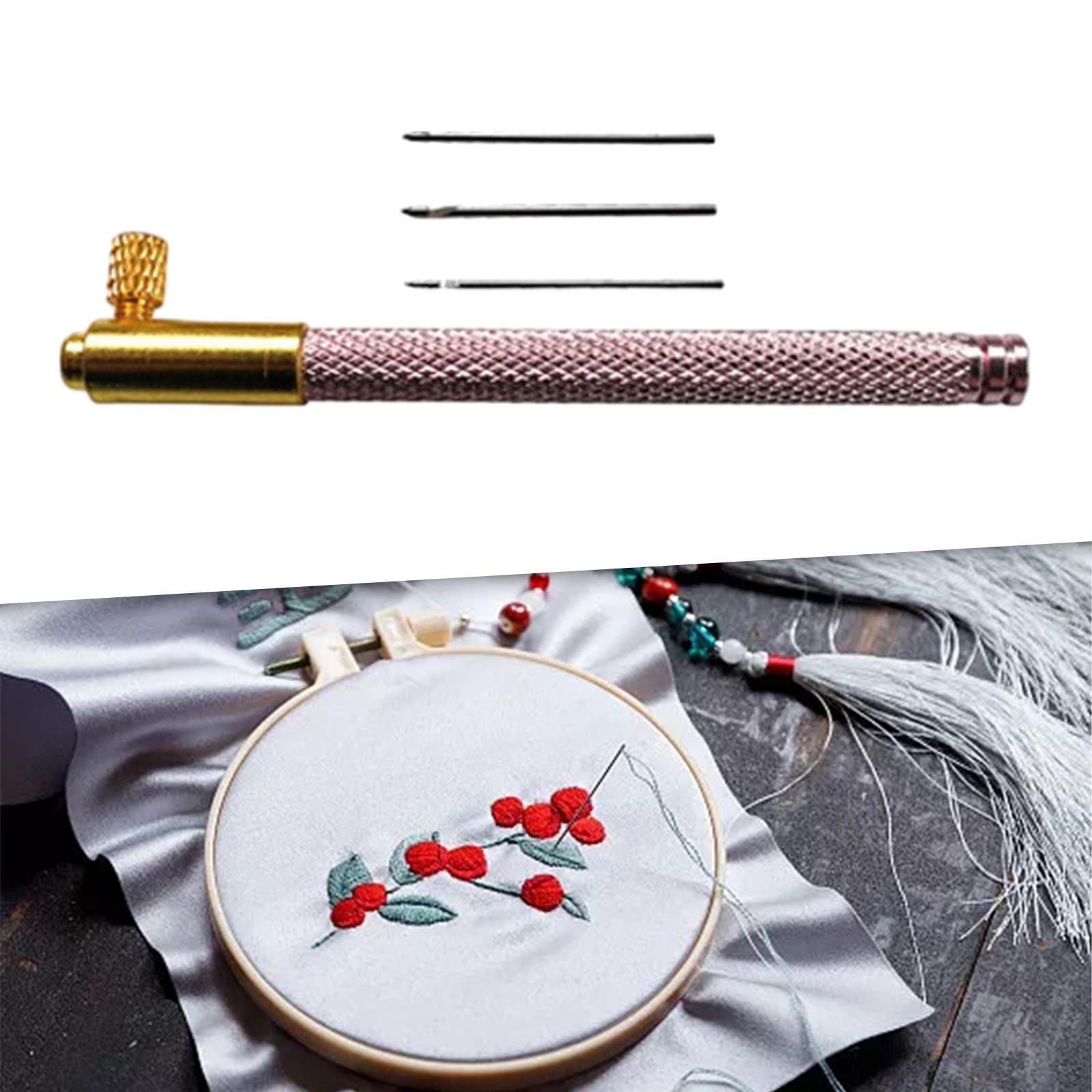 

Тамбур для вязания крючком, набор булавок для вышивания с 3 булавками, французский крючок для профессиональных мастеров своими руками розовый