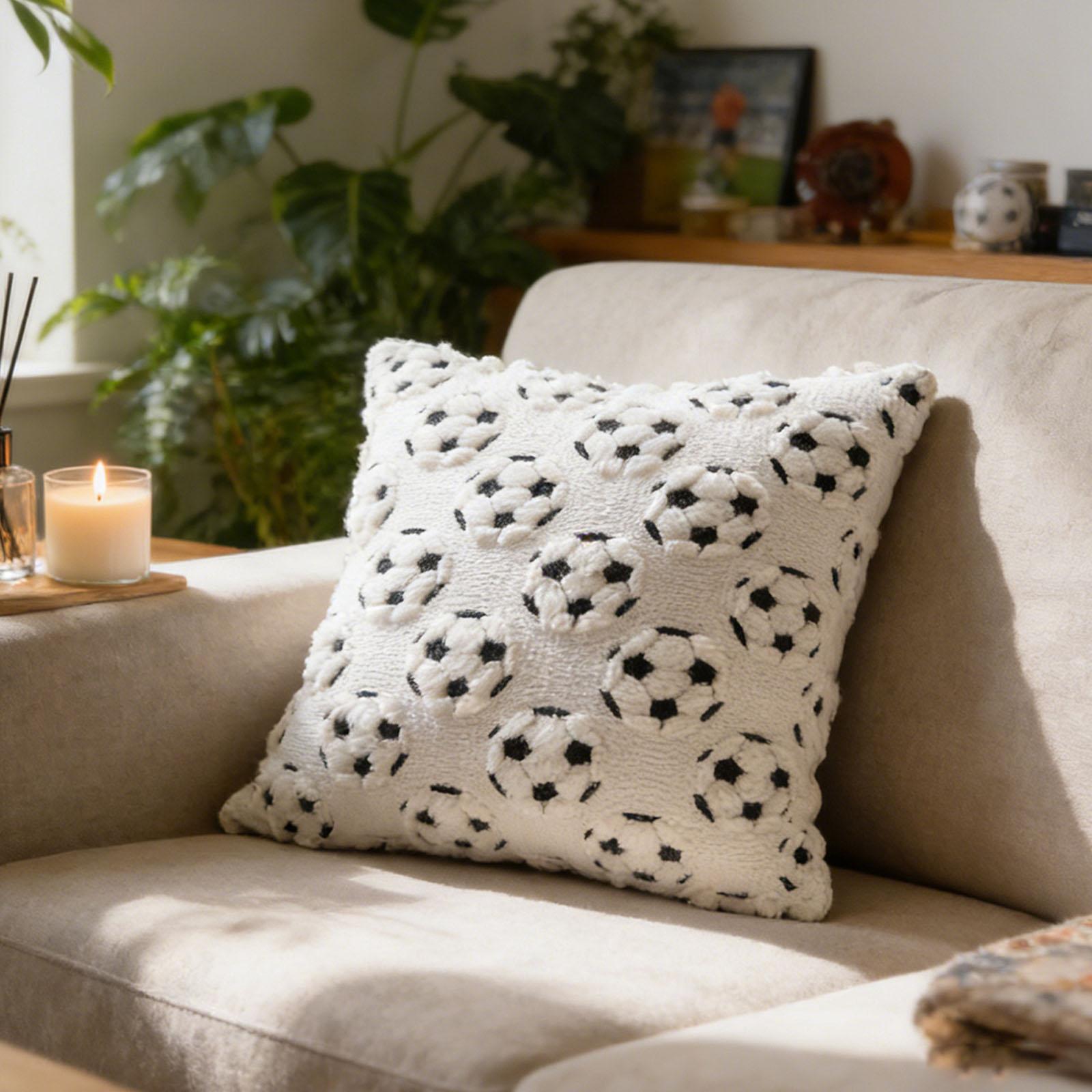 

Football Quilted Pillowcase + Filler - Plush Sofa Cushion/Car Lumbar Support 45cm*45cm One Size бежевый