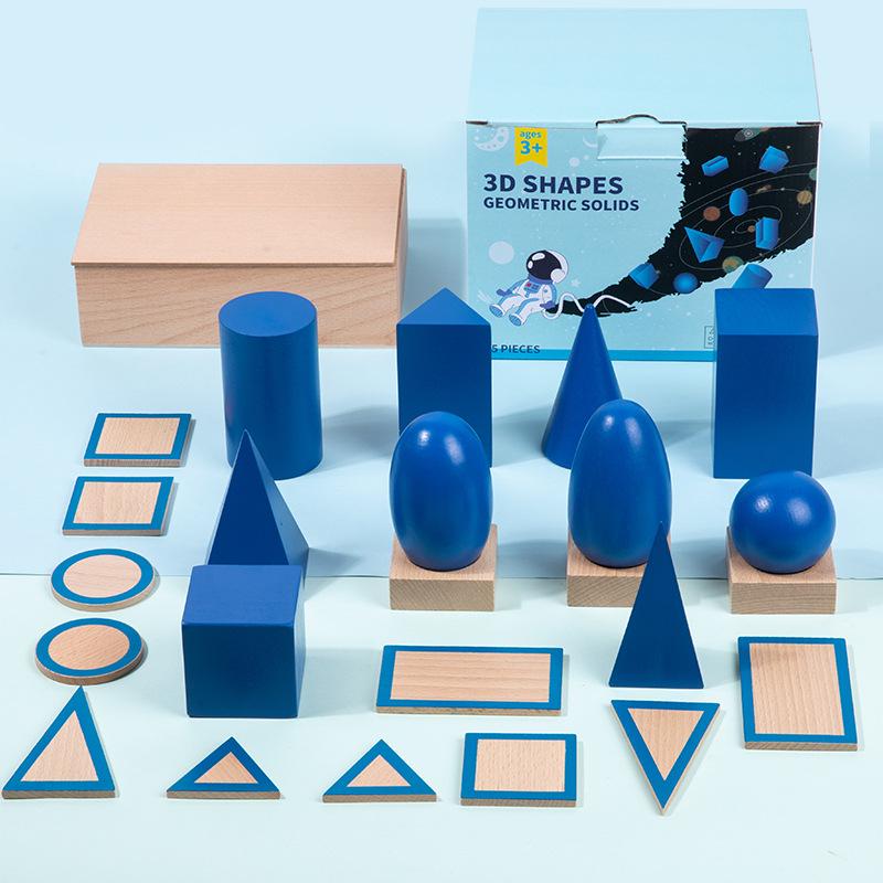 

Большой деревянный геометрический объемный Монтессори учебный материал для раннего развития и математики