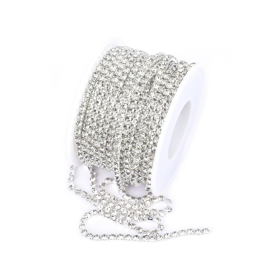 Mjuk Silver/Guld Röd AB Vit Diamant Strasskedja för Kläddekoration (SS4.5-SS18)