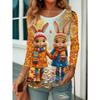 Autumn and Winter Women's Animal 3D Printed Crew Neck Long Sleeve T-Shirt