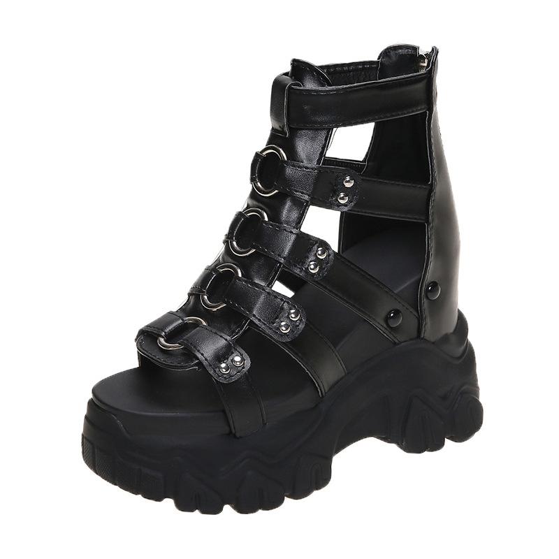 Fashion 2025 Summer Hollowed-out Breathable Thin Roman Sandals Women New All-match High-heeled Platform Sandals Wedge Platform Shoes