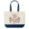 Shopping Bag - PLANETEE - Hélène - Blue Background - Cotton 40 X 45 Cm - Large Size