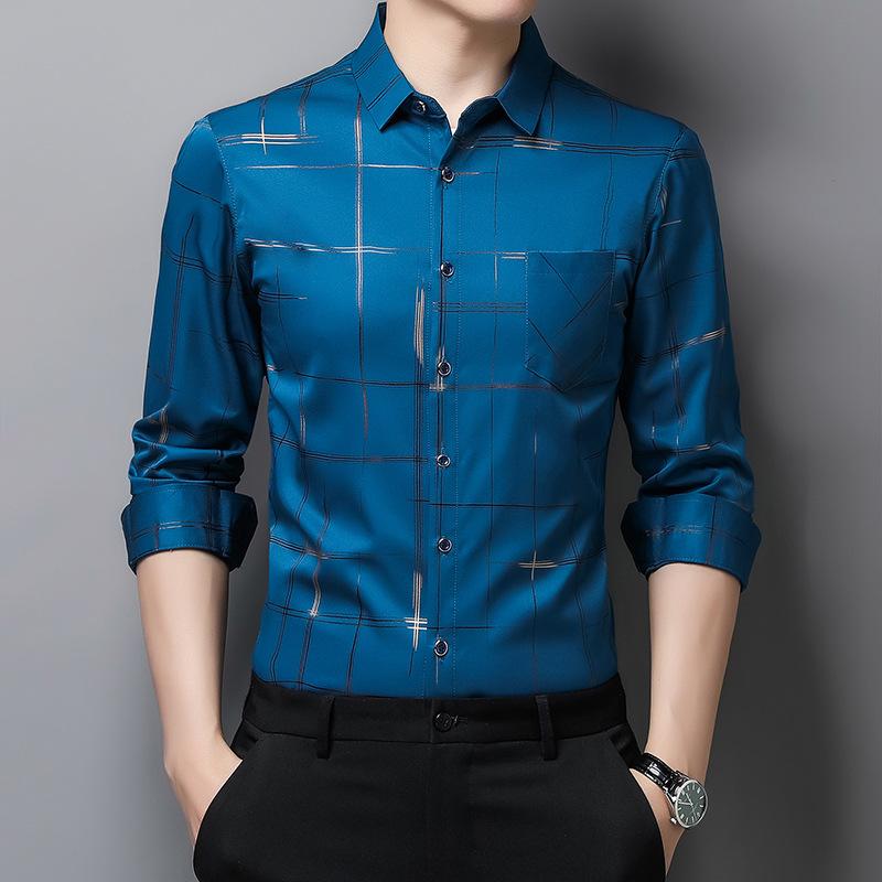 Autumn and Winter Men's Shirt Men's Middle-aged Long-sleeved Business Casual Men's Shirt