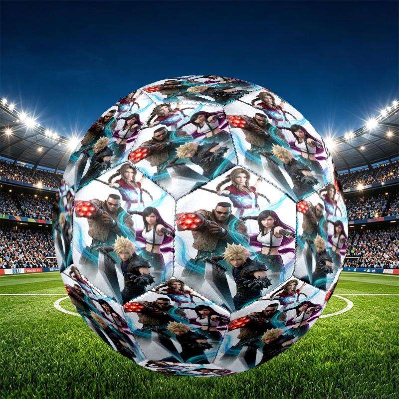 Final Fantasy Print Size 5 Soccer Ball, PU Wear Resistant Football for Match Training and Daily Practice, Birthday Gift for Soccer Fans