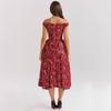 Spring and summer new style women's clothing fashion temperament one-word shoulder backless slim waist printed dress women