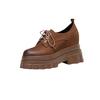 Small Leather Shoes Women's 10cm Inner Height Increase Front Lace-up Single Shoes Genuine Leather 2025 New Thick-soled Ultra-high Heel Muffin Bottom