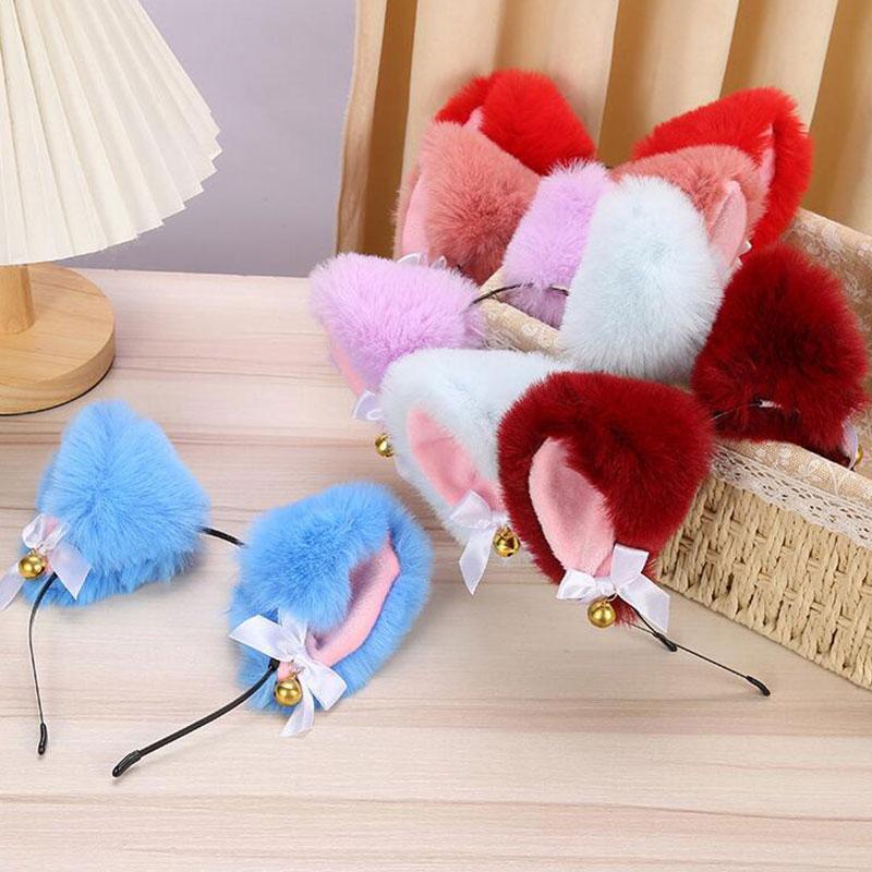 1PC Cat Ear Bow Headband Necklace Claw Gloves Cosplay Plush Bell Hairband Women Girl Masquerade Party Headwear Hair Wholesale