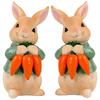Easter Bunny Statue Hugging Carrots/Egg Statue Decorative Cute Rabbit Figure Resin Animal Sculpture for Indoor/Outdoor