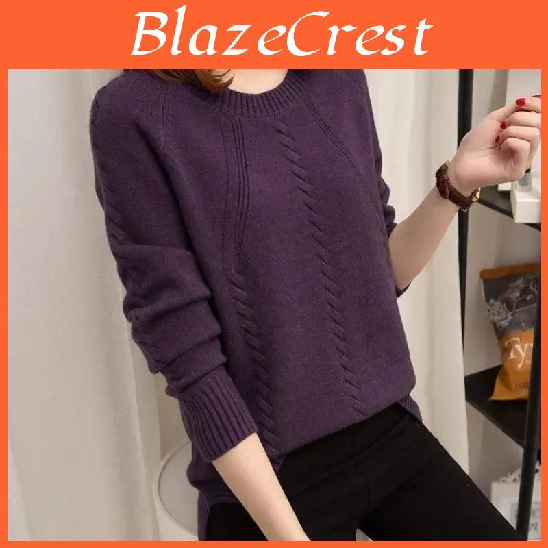 Solid Winter Color Autumn Women Sweaters Long Sleeve Loose Allmatch Knitting Bottoming Shirt