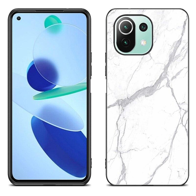 Black and White Marble Case For Xiaomi Mi 11 Lite NE 11i 10T 11T Pro A2 A3 Lite POCO F3 M3 M4 C31 X3 Pro NFC GT Black Soft Cover