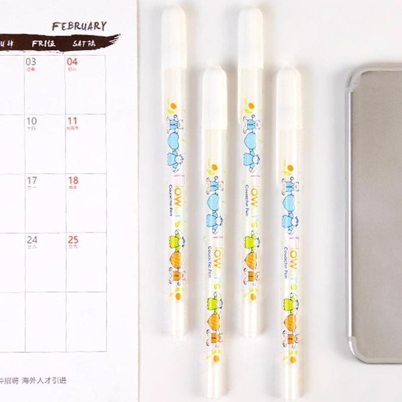 2PCS Color Photo Album 0.8 MM Gel Pen Cute White Ink Pen Unisex Pen Gift for Kids Office Stationery