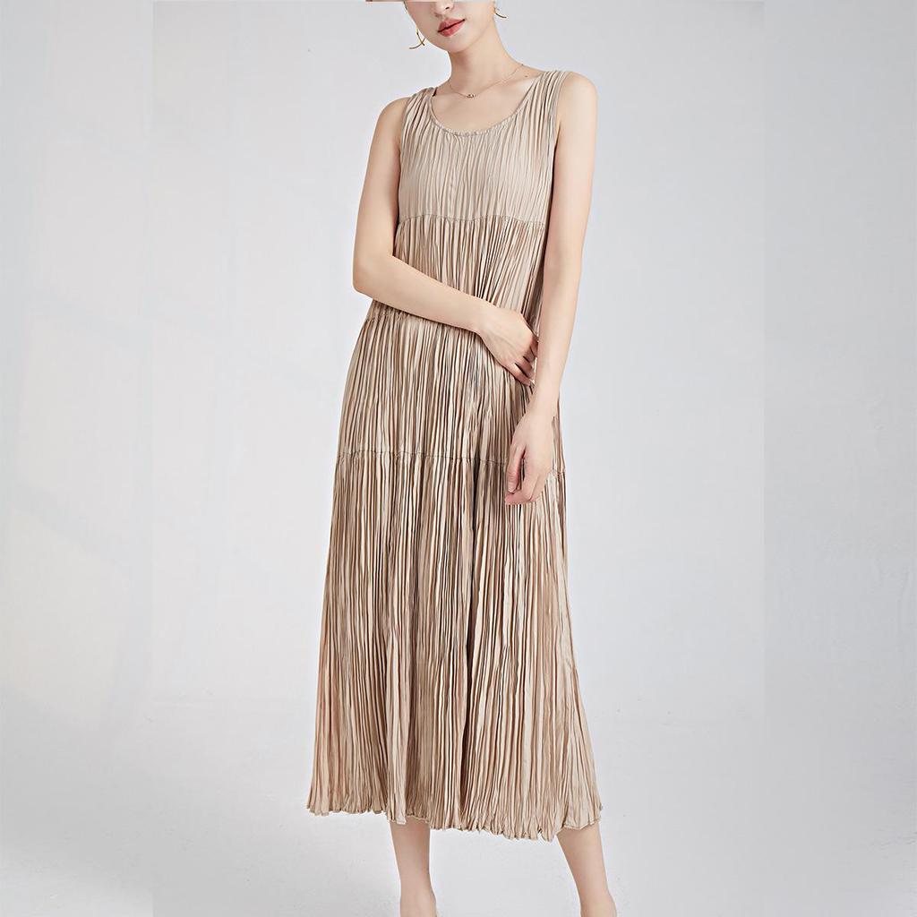 High-End Sleeveless Summer Pleated Skirt for Women