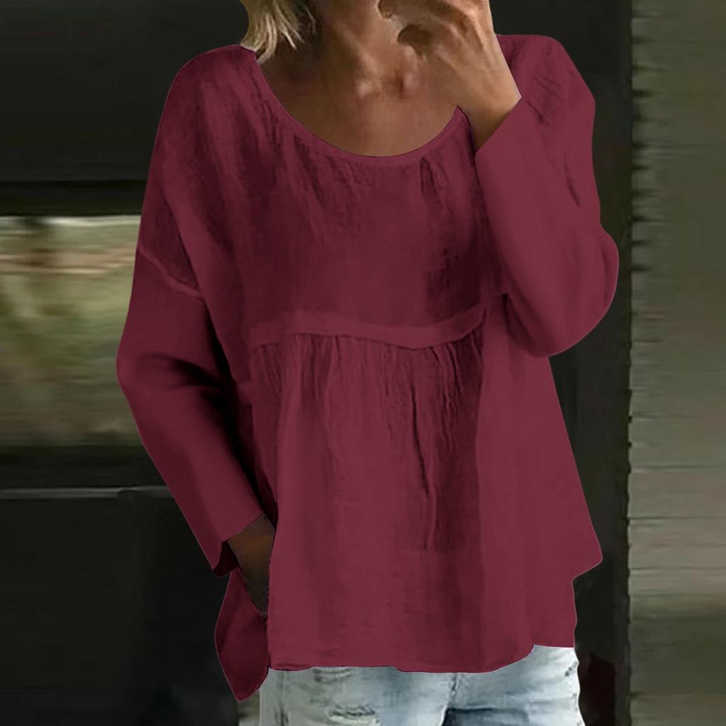 Women's Casual Fashion Loose Round Neck Floral Print Long Sleeve Top