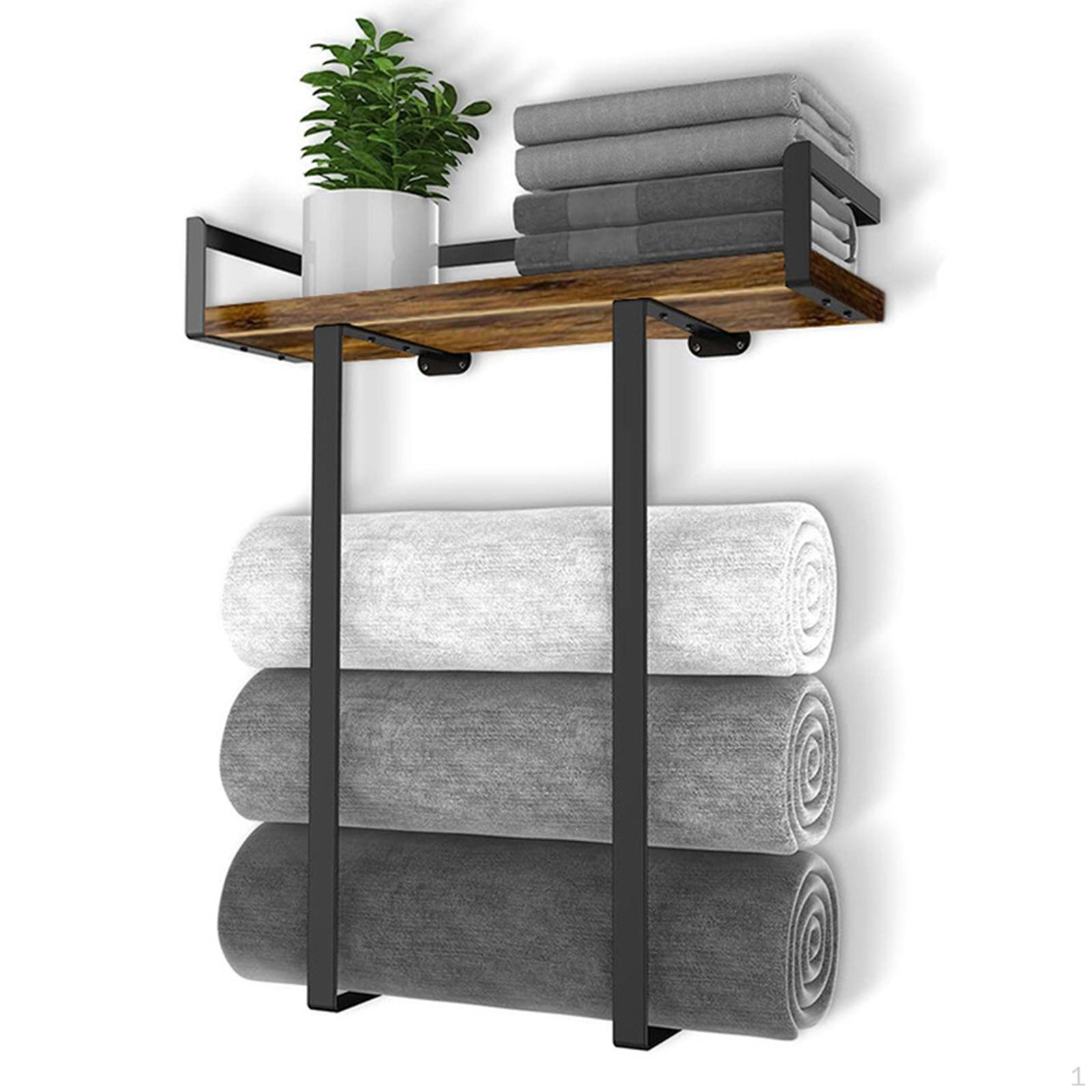 

Держатель для банных полотенец, органайзер для свернутых полотенец, большая вместимость, аксессуары для ванной комнаты, настенное крепление темно-коричневого